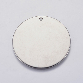 201 Stainless Steel Stamping Blank Tag Pendants, Flat Round