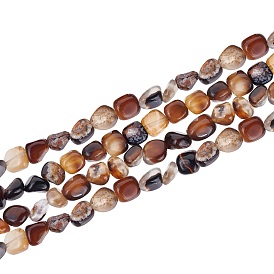 ARRICRAF Natural Black Agate Bead Strands, Tumbled Stone, Dyed & Heated, Nuggets