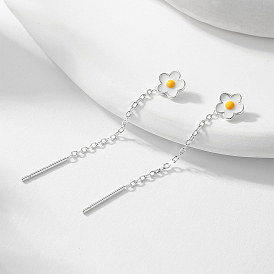 S925 Sterling Silver Flower Ear Thread