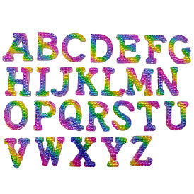 Lettre a ~ z appliques de perles d'imitation en plastique, fer à repasser alphabet sur les patchs