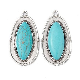 Synthetic Turquoise Big Pendants, with Alloy Findings, Egg Charms