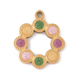 Ионное покрытие (ip) 304 подвески из нержавеющей стали, с блестящей эмалью, кольцо очарование, золотые