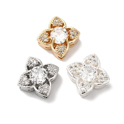 Латунные микропаве из прозрачного кубического циркония, без кадмия, без никеля и без свинца, цветок