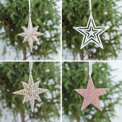 Christmas Theme Plastic Star Pendant Decorations, Christmas Tree Hanging Decorations