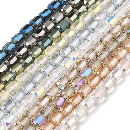 Electroplate Transparent Glass Beads Strands, Faceted, Column