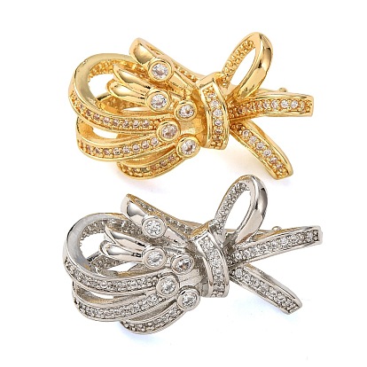 Латунные микро проложить кубического циркония Twister застежками, бантом