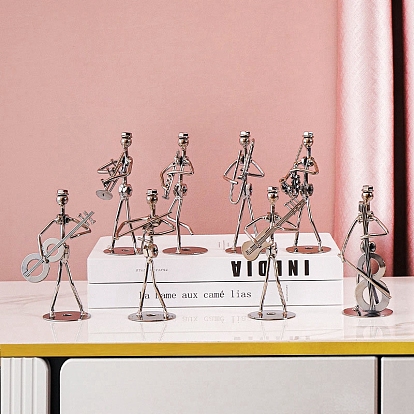 Statue de figurines de joueur de musicien en fer pour la décoration de bureau à domicile