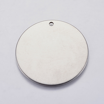 201 Stainless Steel Stamping Blank Tag Pendants, Flat Round