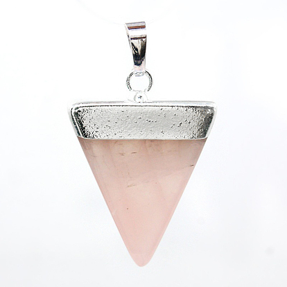 Triangle Shaped Gemstone Pendants, with Silver Color Plated Brass Findings