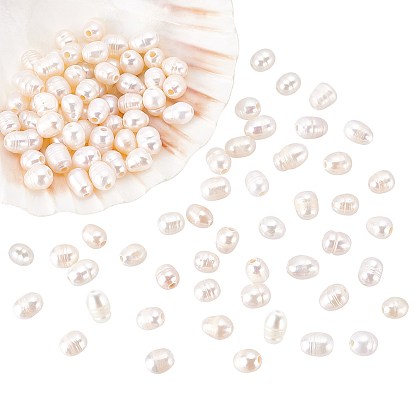 Perles de perles de grand trou, perles en vrac de perles de culture d'eau douce naturelles, ovale