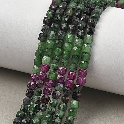 Натуральный рубин в цоизита бусин пряди, граненые, кубические