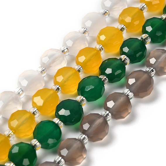 Природных драгоценных камней бисер нитей, плоско-круглые, граненые, с бисером