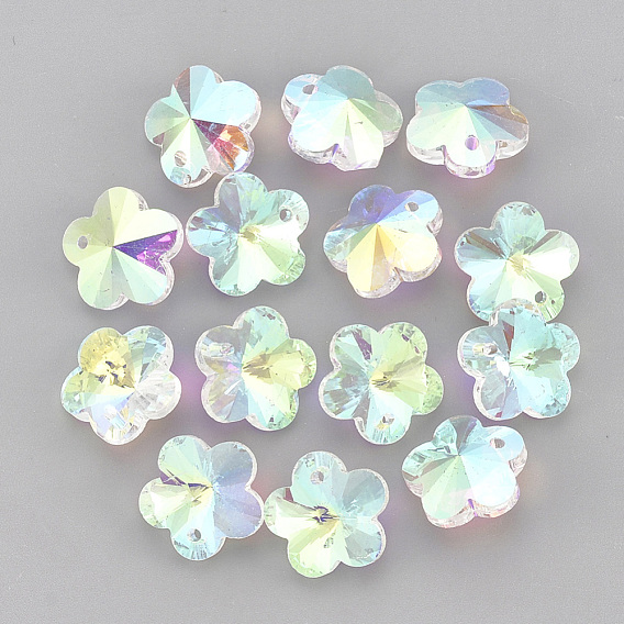 Glass Rhinestone Charms, Flower