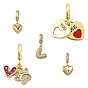 5шт. 5 стили латунные европейские подвески-шармы, Сердцевые серьги с отверстиями