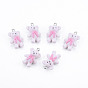 Opaque Resin Pendants, with Platinum Tone Iron Loops, Flocky Bear Charms