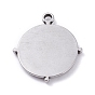 304 Stainless Steel Pendant Cabochons Settings, Flat Round with Sun