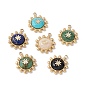 Gemstone Pendants, with Ion Plating(IP) Real 24K Gold Plated 304 Stainless Steel Findings, Flower Charm, Mixed Dyed and Undyed