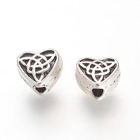 Perles en alliage de style tibétain, sans cadmium et sans plomb, cœur