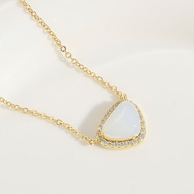 Minimalist Luxe Glass Triangle Necklace with 14K Gold Plating