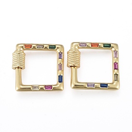 Латунные микропаве, кубический цирконий, винт, карабин, подвески с замком, для изготовления ожерелий, долговечный, квадратный, красочный