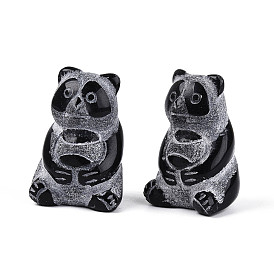 Украшения для панды из натурального обсидиана, фигурка для украшения дома, энергетический камень рейки для исцеления