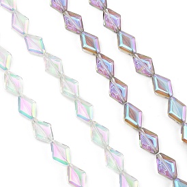 Стеклянные бусины с гальваническим покрытием , ромб, AB цвет