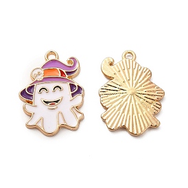 Alloy Enamel Pendants, Ghost with Hat Charms, Halloween