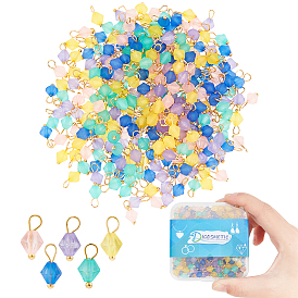 400шт. матовые акриловые подвески, с латунной фурнитурой , разноцветные, конус