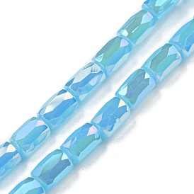 Imitation Jade Glass Beads Strands, AB Color Plated, Faceted Column