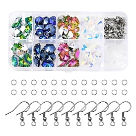 DIY Bling Star & Snowflake Earring Making Kit, Including Glass Charms, 304 Stainless Steel Earring Hooks & Jump Rings, Plastic Ear Nuts