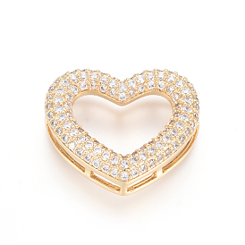 Латунные микропаве прозрачные многонитевые звенья из циркония, сердце