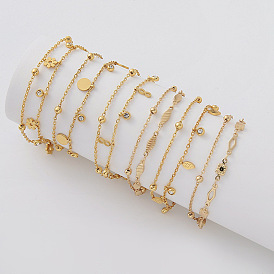 304 Stainless Steel 2-Strand Bracelets for Women, Golden