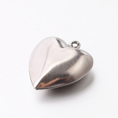 Оригинальный цвет 304 из нержавеющей стали сердце подвески, 17.5x16x6 мм, отверстие : 1.5 мм