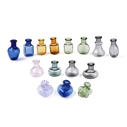 Transparent Mini Glass Bottle Jars, Wishing Bottles, Star Rectangle Heart Shape