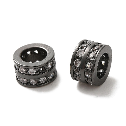 Колонка латунные микро проложить кубического циркония европейских бусы, бусины с большим отверстием, долговечный, без кадмия и без свинца