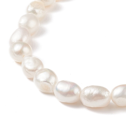 Natural Baroque Keshi Pearl Beaded Necklace with 304 Stainless Steel Clasp for Women
