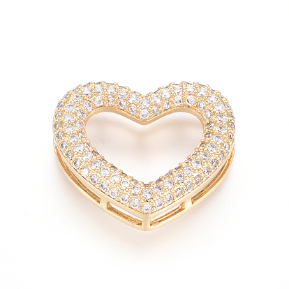 Латунные микропаве прозрачные многонитевые звенья из циркония, сердце