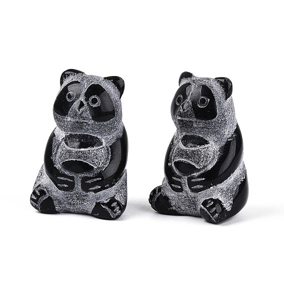 Украшения для панды из натурального обсидиана, фигурка для украшения дома, энергетический камень рейки для исцеления