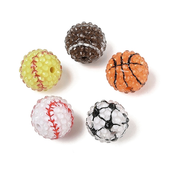 Спортивная тематика непрозрачные акриловые смоляные бусины, круглые