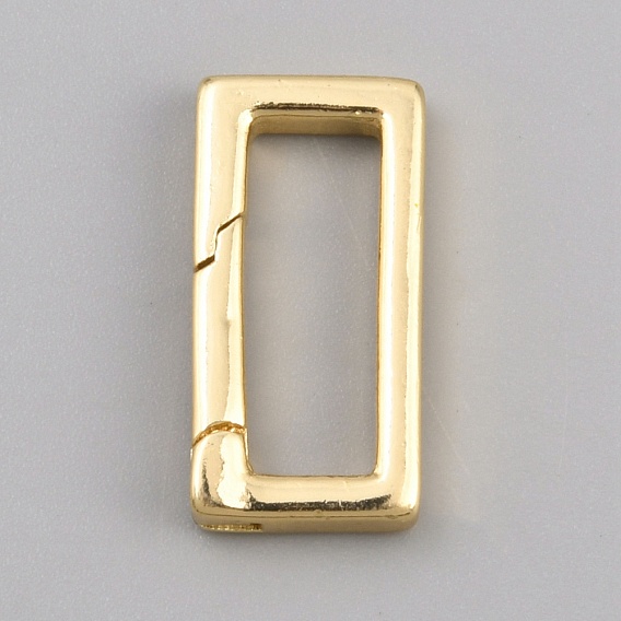 4Pcs Brass Spring Gate Rings, Rectangle