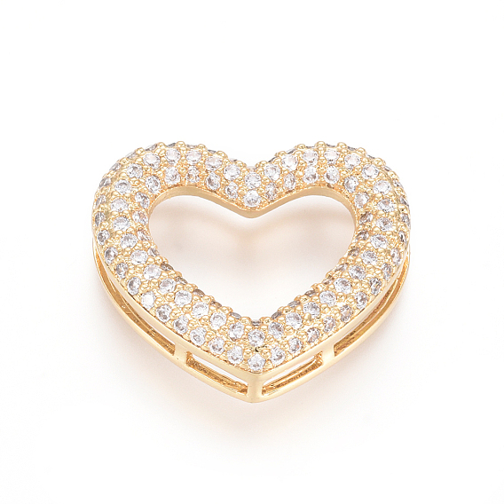 Латунные микропаве прозрачные многонитевые звенья из циркония, сердце