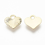 Brass Charms, Nickel Free, Textured, Heart