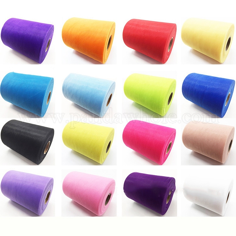 China Factory Nylon Tulle Fabric Rolls, Mesh Ribbon Spool for Wedding and  Decoration 5-7/8 inch(150mm), about 98.43 Yards(90m)/Roll in bulk online 