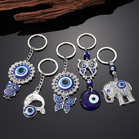 Turkish Blue Eye Animal Pendant Keychain Creative Keyring - Devil Eye Jewelry