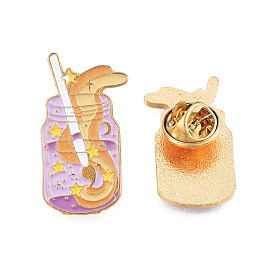 Bottle with Cloud Enamel Pin, Light Gold Plated Alloy Badge for Backpack Clothes, Nickel Free & Lead Free