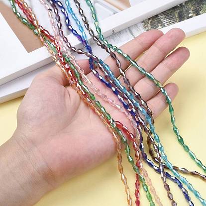 Непрозрачное стекло бисер нитей, двухконусные, граненые, с покрытием AB цвета