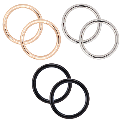 6pcs 3 couleurs anneaux de liaison en alliage de zinc, soudé, rond