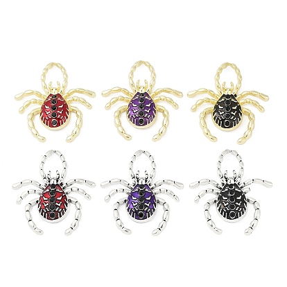 Подвески из сплава и страза, Эмаль стиле, стойки покрытие, без кадмия, без никеля и без свинца, паук, золотые