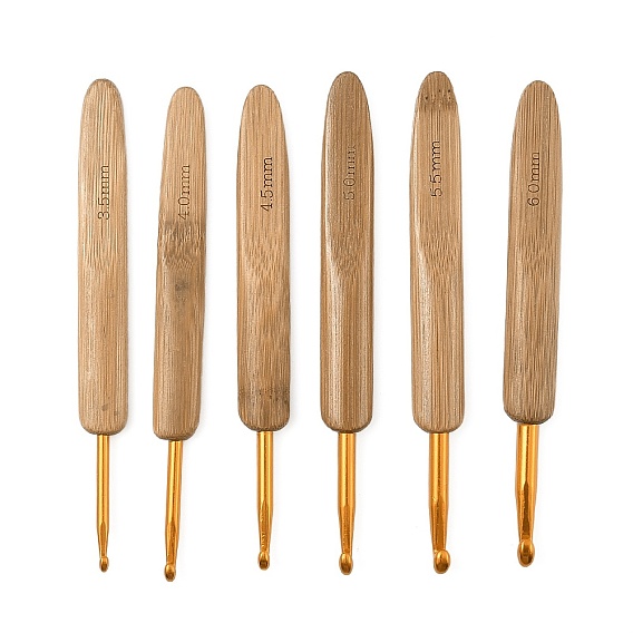 6шт 6 стили железные крючки для вязания, с бамбуковыми ручками