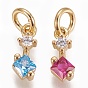 Brass Micro Pave Cubic Zirconia Charms, Arrow, Golden